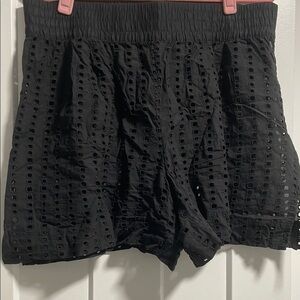 Alia Black High Waist Textured Shorts